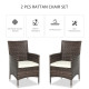Outsunny 2 PC Outdoor Rattan Armchair Dining Chair Garden Patio Furniture w/ Armrests Cushions Mixed Brown