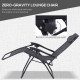Outsunny 3pcs Folding Zero Gravity Chairs Sun Lounger Table Set w/ Cup Holders Reclining Garden Yard Pool, Light Grey