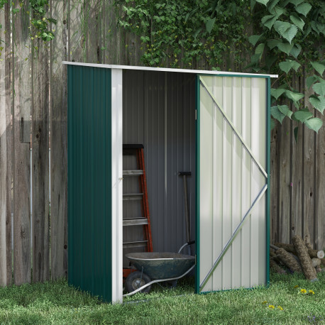 Outsunny 5.3 x 3.1ft Corrugated Steel Garden Shed - Green