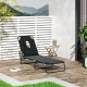 Outsunny Outdoor Foldable Sun Lounger, 4 Level Adjustable Backrest Reclining Sun Lounger Chair with Pillow and Reading Hole, Bla