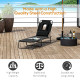 Outsunny Outdoor Foldable Sun Lounger, 4 Level Adjustable Backrest Reclining Sun Lounger Chair with Pillow and Reading Hole, Bla