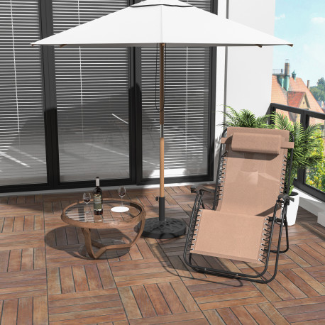 Outsunny Zero Gravity Chair Metal Frame Texteline Armchair Outdoor Folding and Reclining Sun Lounger with Head Pillow for Patio 