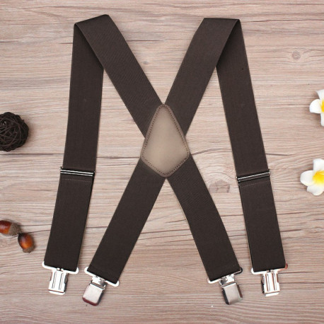 50MM Width Adjustable Elastic Men Suspenders - Coffee