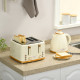 3000W 1.7L Rapid Boil Kettle &amp; 4 Slice Toaster, Kettle and Toaster Set with 7 Browning Controls and Crumb Tray, Beige