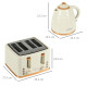 3000W 1.7L Rapid Boil Kettle &amp; 4 Slice Toaster, Kettle and Toaster Set with 7 Browning Controls and Crumb Tray, Beige
