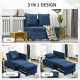 Convertible Single Sofa Bed with Thick Padded Seat, 3-in-1 Multi-Functional Sleeper Chair Bed with Magazine Pocket, for Living R