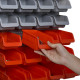 DURHAND 44 Piece Wall Mounted Tool Rack Organiser Storage Bins and Panel Set with Shelf Hook Screws Accessories Red