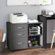 Freestanding Printer Stand Unit Office Desk Side Mobile Storage w/ Wheels 3 Drawers, 2 Open Shelves Modern Style 80L x 40W x 65H