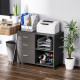 Freestanding Printer Stand Unit Office Desk Side Mobile Storage w/ Wheels 3 Drawers, 2 Open Shelves Modern Style 80L x 40W x 65H