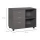 Freestanding Printer Stand Unit Office Desk Side Mobile Storage w/ Wheels 3 Drawers, 2 Open Shelves Modern Style 80L x 40W x 65H