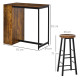 Industrial Bar Table Set for 2, 3 Pieces Pub Table and Bar Stools with Storage Shelf for Kitchen