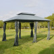 Outsunny 4m x 3(m)Garden Gazebo, Double Roof Outdoor Gazebo Canopy Shelter with Curtains, Solid Steel Frame for Lawn and Deck, G