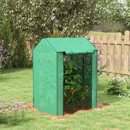 Outsunny Green House, Mini Greenhouse with 2 Roll-up Doors, Vent Holes and Reinforced Cover, 100 x 80 x 150cm