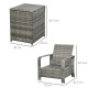 Outsunny 3 Pieces Rattan Bistro Set, Wicker Garden Furniture Set with Storage  Coffee Table and Chairs, Thickened Cushions for O