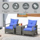 Outsunny 3 Pieces Rattan Bistro Set, Wicker Garden Furniture Set with Storage  Coffee Table and Chairs, Thickened Cushions for O