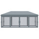 Outsunny 3 x 6m Pop Up Gazebo, Outdoor Canopy Shelter, Marquee Party Wedding Tent with 6 Mesh Walls and Carry Bag, Grey