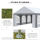 Outsunny 6 x 4m Galvanised Party Tent, Marquee Gazebo with Sides, Six Windows and Double Doors, for Parties, Wedding and Events