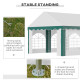 Outsunny 6 x 4m Garden Gazebo with Sides, Galvanised Marquee Party Tent with Six Windows and Double Doors, for Parties, Wedding 