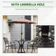 Outsunny 78 cm Round Garden Dining Table with Parasol Hole Antique Cast Aluminium Outdoor Table Only, Black