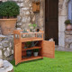 Outsunny Multi-function Potting Bench Table w/ Storage Cabinet and Galvanized Table Top, Wooden Planting Workstation, 98cm x 47c