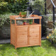 Outsunny Multi-function Potting Bench Table w/ Storage Cabinet and Galvanized Table Top, Wooden Planting Workstation, 98cm x 47c
