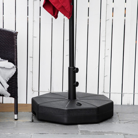 Outsunny Octagonal Garden Parasol Base Holder Outdoor Market Umbrella Stand Weights, Up to 28kg Water Filled or 40kg Sand Filled