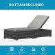 Outsunny PE Rattan Sun Loungers with Cushion, Outdoor Garden Sunbed Furniture with 5-Level Recliner Backrest, and Armrest, Set o
