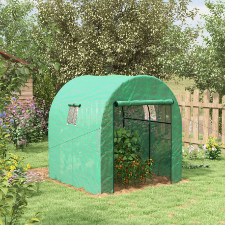 Outsunny 180 x 180cm Walk-In Polytunnel Greenhouse - Green