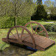 Outsunny Wooden Garden Bridge Lawn Décor Stained Finish Arc Outdoor Pond WalkwayYard Decoration Half Wheeled Railings 100L x 50W