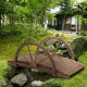 Outsunny Wooden Garden Bridge Lawn Décor Stained Finish Arc Outdoor Pond WalkwayYard Decoration Half Wheeled Railings 100L x 50W