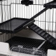 PawHut Four-Tier Small Animal Cage, for Bunnies, Ferrets, Chinchillas w/ Wheels, Tray - Black