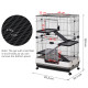 PawHut Four-Tier Small Animal Cage, for Bunnies, Ferrets, Chinchillas w/ Wheels, Tray - Black