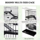 PawHut Four-Tier Small Animal Cage, for Bunnies, Ferrets, Chinchillas w/ Wheels, Tray - Black