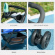 PawHut Dog Pram Dog Stroller Foldable Pet Pushchair with 4 Wheels, Safety Leashes, Cup Holder for Small Dogs, Blue