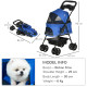PawHut Dog Pram Dog Stroller Foldable Pet Pushchair with 4 Wheels, Safety Leashes, Cup Holder for Small Dogs, Blue