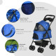 PawHut Dog Pram Dog Stroller Foldable Pet Pushchair with 4 Wheels, Safety Leashes, Cup Holder for Small Dogs, Blue