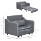 Two-Seater Pull-Out Sofa Bed - Grey