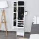 Jewellery Cabinet, Full Length Mirror with Storage, Free Standing Mirror with LED Lights, Hooks, Drawer and Hairdryer Holder for