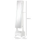 Jewellery Cabinet, Full Length Mirror with Storage, Free Standing Mirror with LED Lights, Hooks, Drawer and Hairdryer Holder for