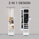 Jewellery Cabinet, Full Length Mirror with Storage, Free Standing Mirror with LED Lights, Hooks, Drawer and Hairdryer Holder for
