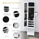 Jewellery Cabinet, Full Length Mirror with Storage, Free Standing Mirror with LED Lights, Hooks, Drawer and Hairdryer Holder for