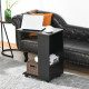 Mobile Sofa Side Table C-Shape End Table with Storage and Casters for Laptop Coffee Snack, Black