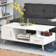 Modern Minimalism Coffee Table with Storage, Sofa Side Table with Shelf &amp; Drawer for Living Room Reception Room, White