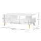 Modern Minimalism Coffee Table with Storage, Sofa Side Table with Shelf &amp; Drawer for Living Room Reception Room, White