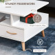 Modern Minimalism Coffee Table with Storage, Sofa Side Table with Shelf &amp; Drawer for Living Room Reception Room, White