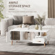 Modern Minimalism Coffee Table with Storage, Sofa Side Table with Shelf &amp; Drawer for Living Room Reception Room, White