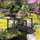 Outsunny 102L x 48W x 49H Classic Metal Garden Bridge with Safety Railings Arc Footbridge Decorative Pond Bridge for Backyard Cr