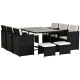 Outsunny Rattan Dining Set Garden Furniture Patio set 11 PC with Cushion Black /Milk White