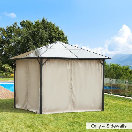 Outsunny Replacement Gazebo Curtains, 4-Panel Gazebo Side Panels Only, for 3 x 3 (M) Gazebos or Pergolas, Hooks/C-Rings Included