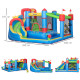 Outsunny Kids Inflatable Bouncy Castle Water Slide 6 in 1 Bounce House Jumping Castle Water Gun Climbing Wall with Air Blower fo